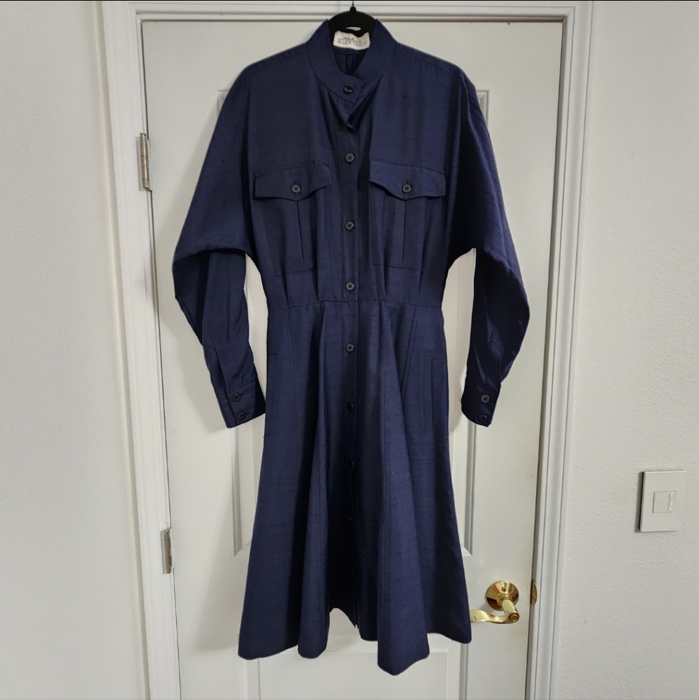 Linda Allard For Ellen Tracy Vintage Silk Dolman Batwing Sleeve Dress